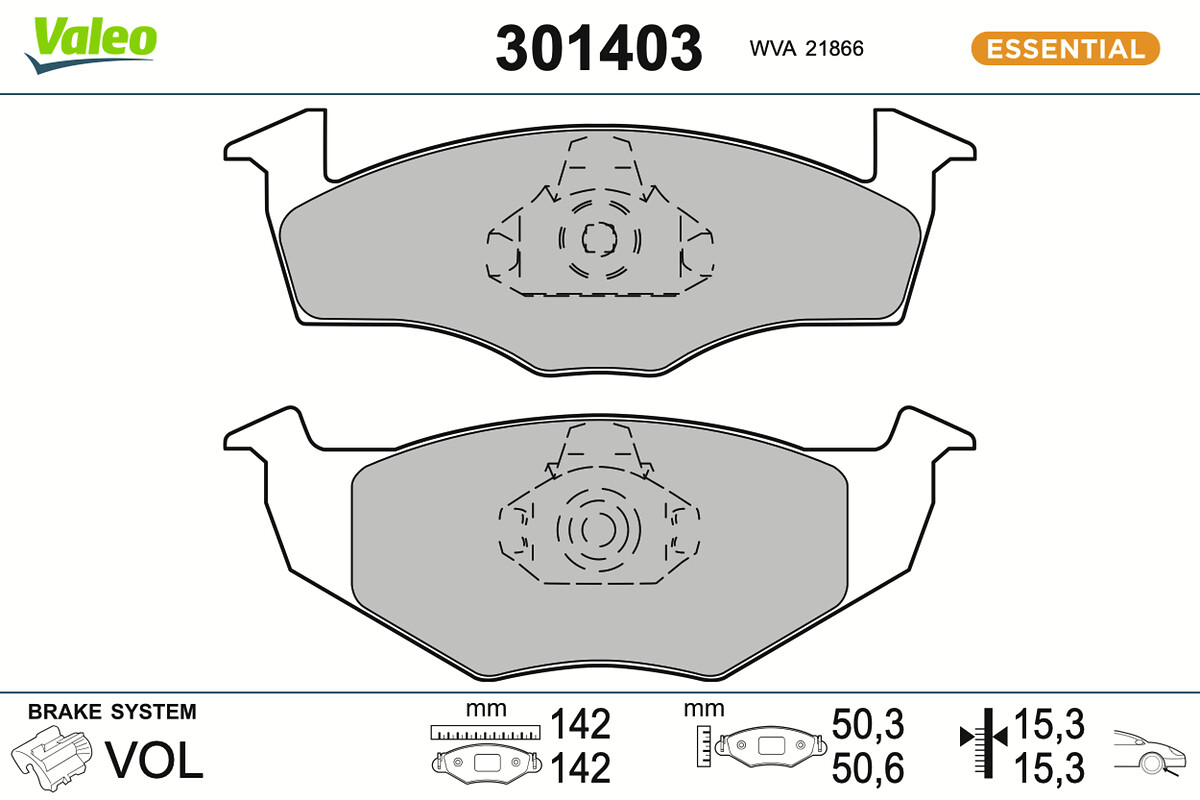 Jeu de 4 plaquettes de frein VALEO ref. 301403